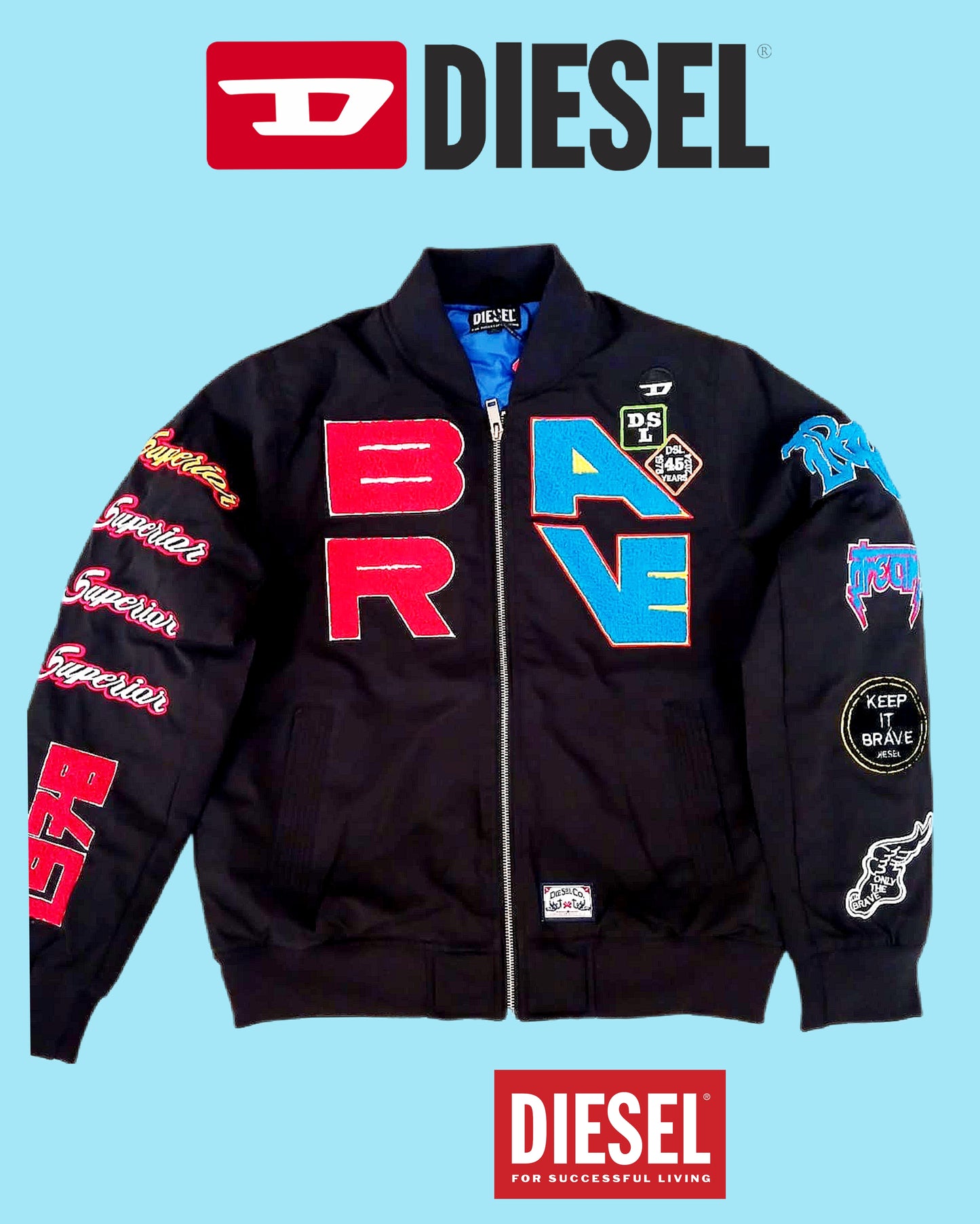 DIESEL Premium Full Embroidery Bomber Jacket
