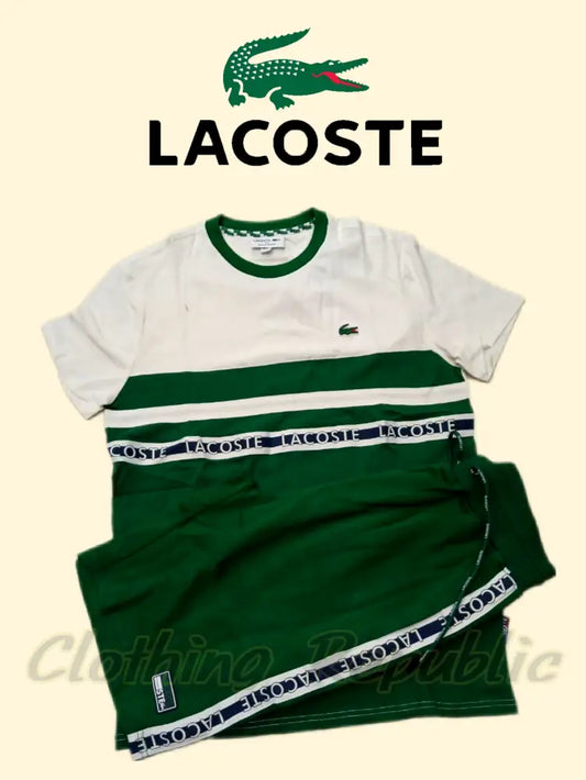 LACOSTE Men’s Regular Fit Logo Stripe T-shirt & Shorts Set