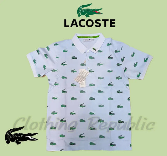 LACOSTE Premium Jacquard Full Print Polo Golfer Shirt